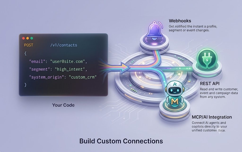 Custom code calling the Plumb5 REST API and receiving webhook notifications