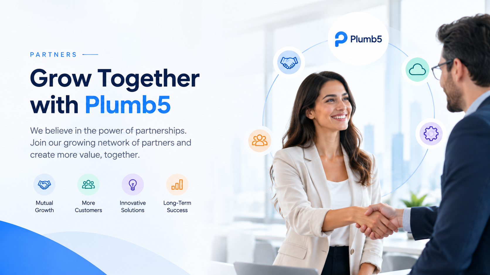 Illustration of a Plumb5 business partnership