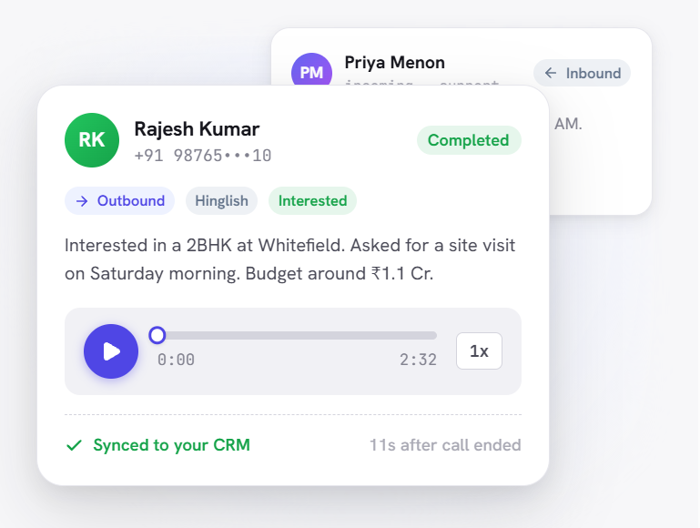 Plumb5 Voice Call Agent escalating a call to a live agent with full context
